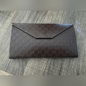 Gucci Brown Logo Embossed Wallet Or Sunglasses Holder - Like New